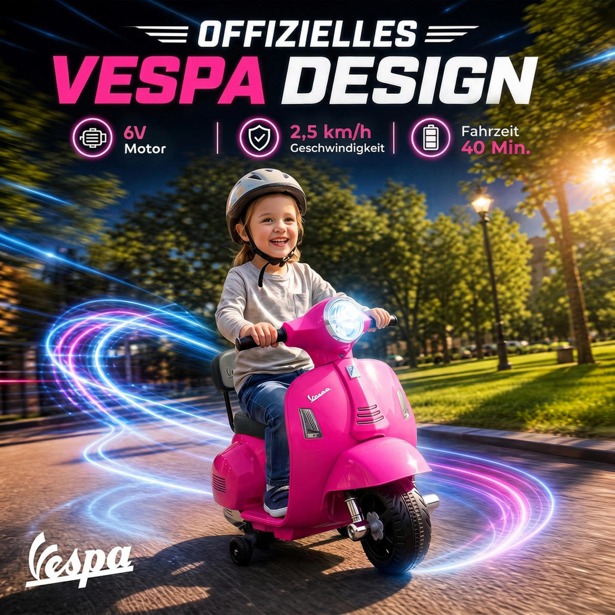 KINDERMOTORRAD Kunststoff Stahl Rosa - Rosa, Kunststoff (66.5/38/52cm) - AIYAPLAY