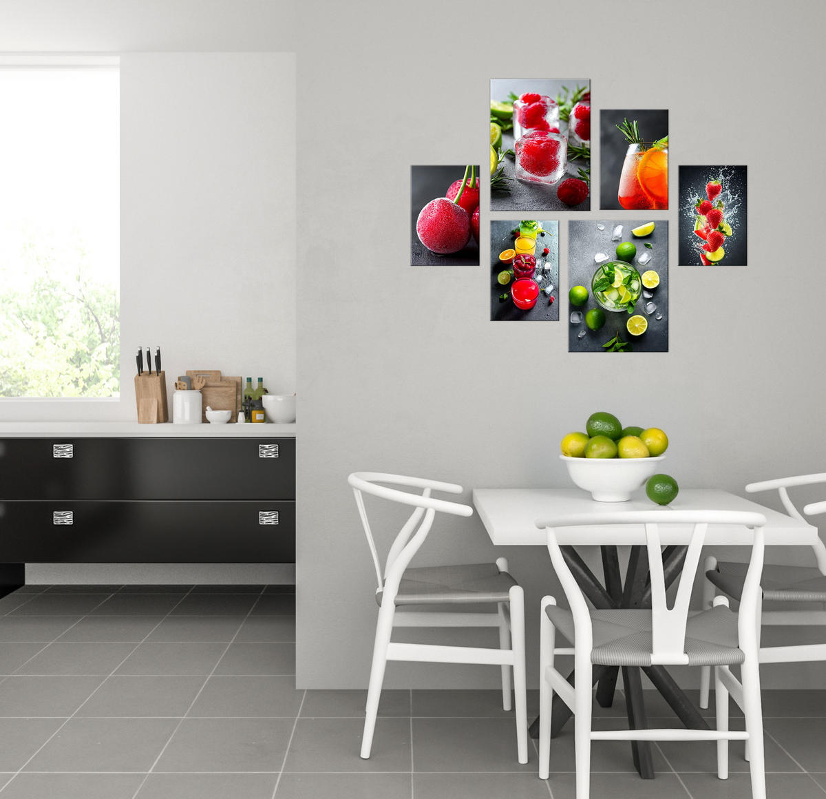 BILDERSET 6er-Set 30x40 cm + 20x30 cm Cocktails Küche - Anthrazit, Kunststoff (105/85cm) - artissimo