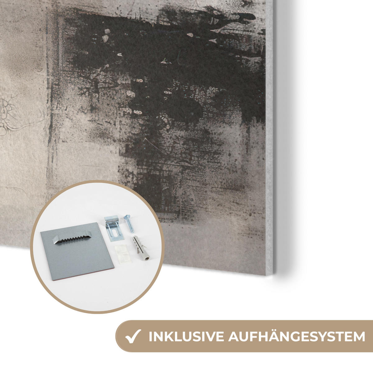 AKUSTIKBILD Abstrakt - Kunst - Grau Akustikpaneele 90x60 cm - Hellgrau, Kunststoff (90/60/0.9cm) - MuchoWow