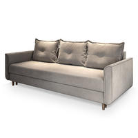 BETTSOFA NAPOL Beige Plüsch-Stoff mit Schlaffunktion - Beige, Textil (220/93/87cm) - MASSENO