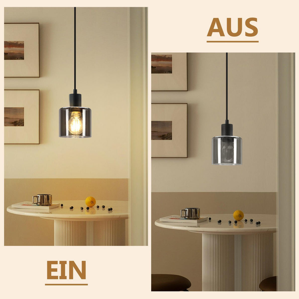 HÄNGELEUCHTE Verena 11/11/195 cm - Grau, Glas (11/11/195cm) - Nettlife