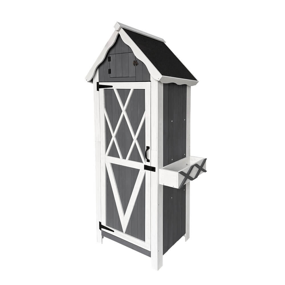 GARTENSCHRANK AUS HOLZ YANA - XL - Grau, Holz (77/179/54cm) - Home Deluxe