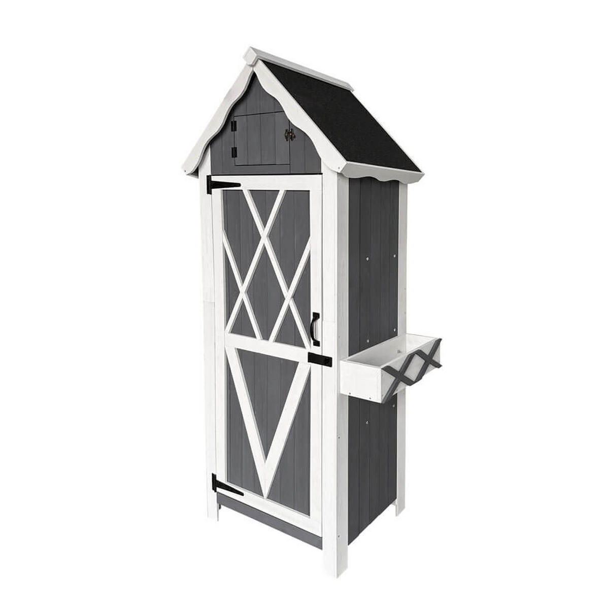 GARTENSCHRANK AUS HOLZ YANA - XL - Grau, Holz (77/179/54cm) - Home Deluxe