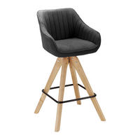 BARHOCKER Leonie Dunkelgrau Webstoff Drehbar Gepolstert - Dunkelgrau, Holz (55/106/56cm) - Bessagi Home