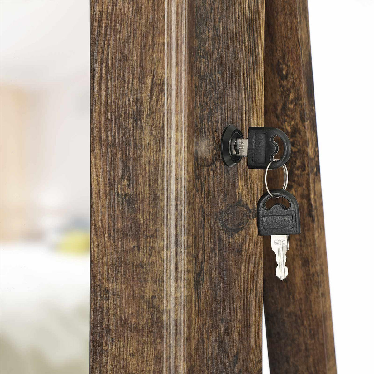 SCHMUCKSCHRANK GANZKÖRPERSPIEGEL - Braun, Holzwerkstoff (9.5/37cm) - Hansiro