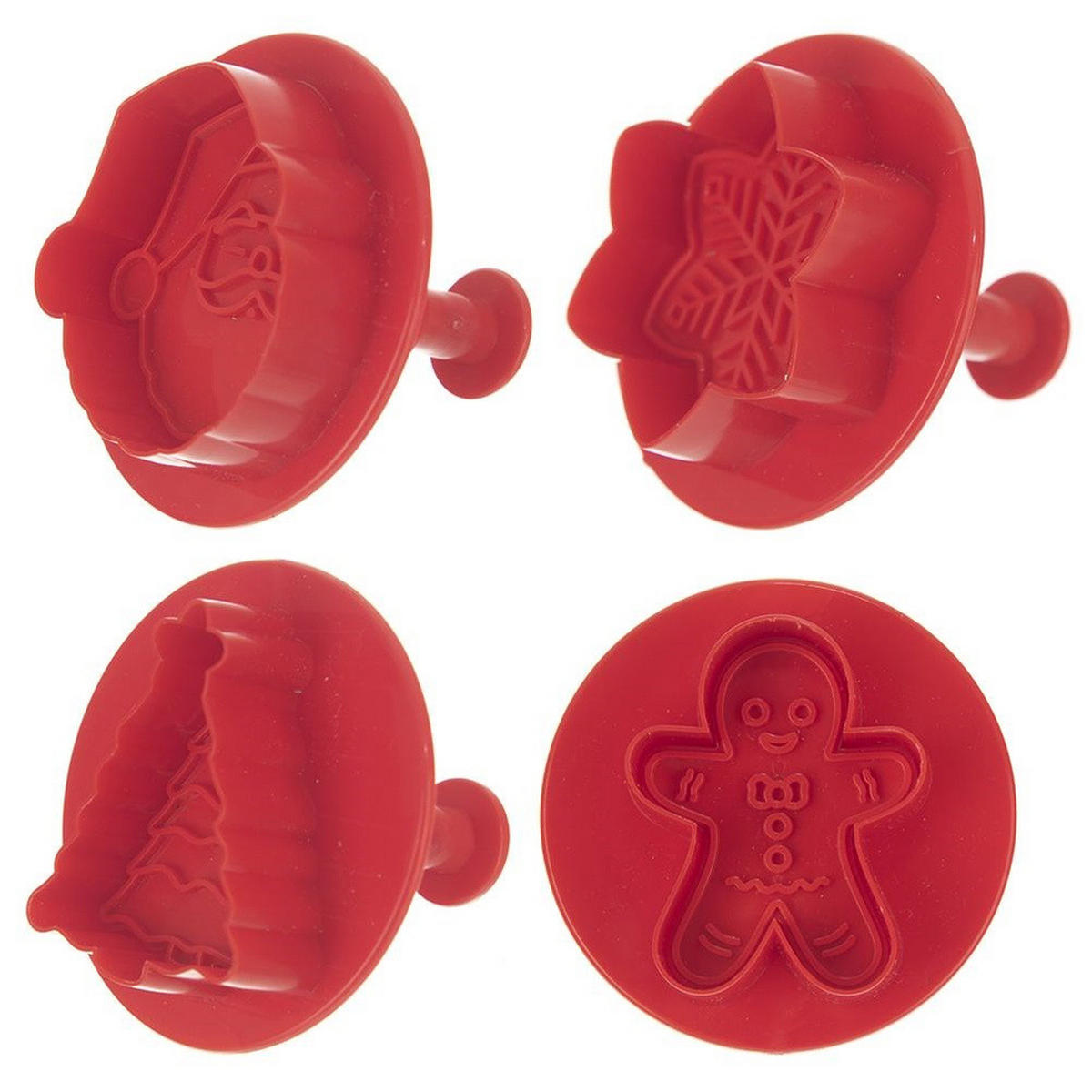 AUSSTECHFORMEN-SET Weihnachten Klassik 4-teilig Rot - Rot, Kunststoff (6/5/6.5cm) - Orion 