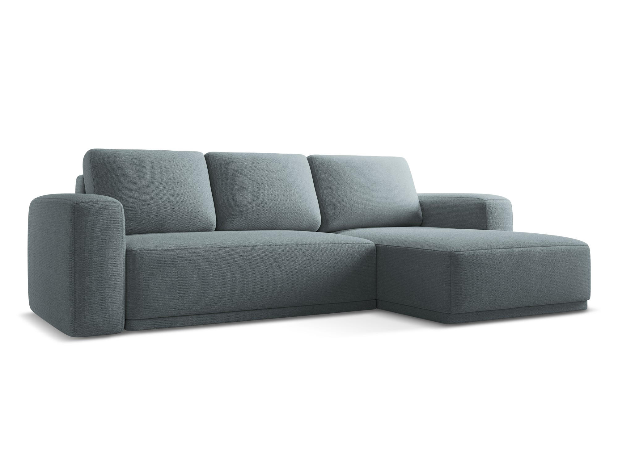 ECKSOFA mit Schlaffunktion Chenille Stoff Blau - Blau/Blaugrau, Kunststoff/Textil (258/160cm) - Makamii