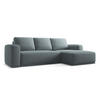 ECKSOFA mit Schlaffunktion Chenille Stoff Blau - Blau/Blaugrau, Kunststoff/Textil (258/160cm) - Makamii