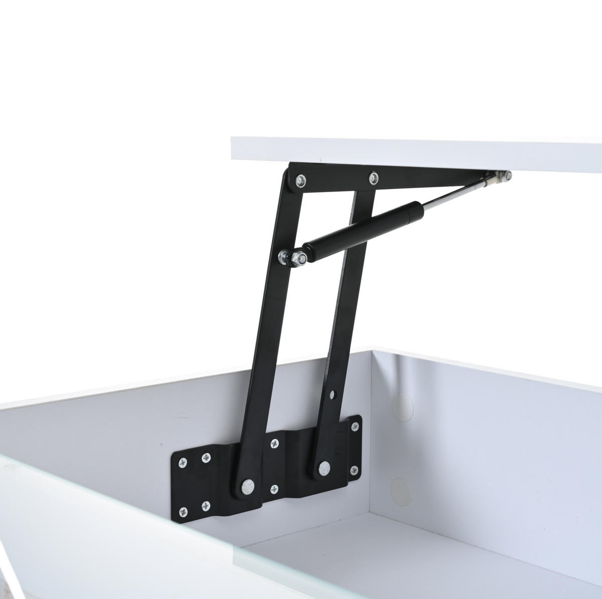 COUCHTISCH 80/80/45 cm höhenverstellbar mit Stauraum und 2 Schubladen in Weiß - Weiß, Holzwerkstoff (80/80/45cm) - OKWISH