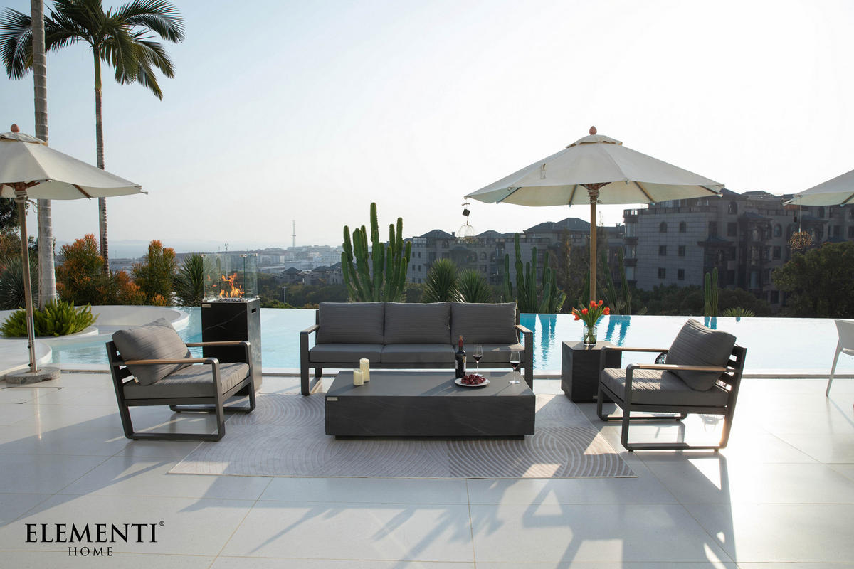 COUCHTISCH COLORADO aus GF-Beton Rechteck, Wetterbeständig, 153x77x36 cm - Dunkelgrau, Naturmaterialien (153/77/36cm) - Elementi