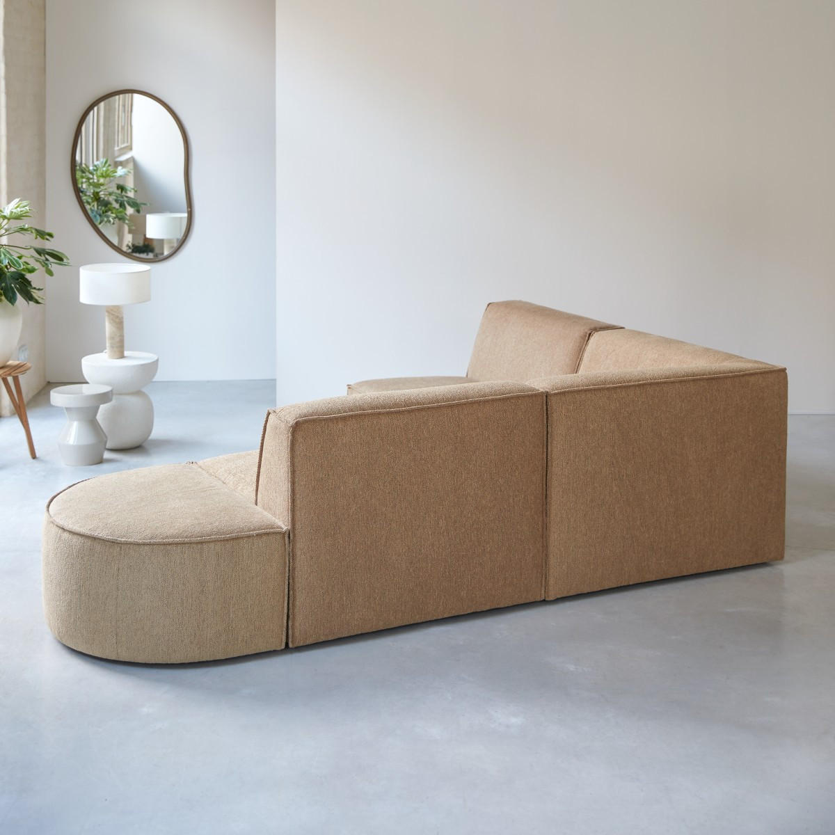 SOFA Dario Braun aus Stoff - Braun, Textil (259/198cm) - Tikamoon