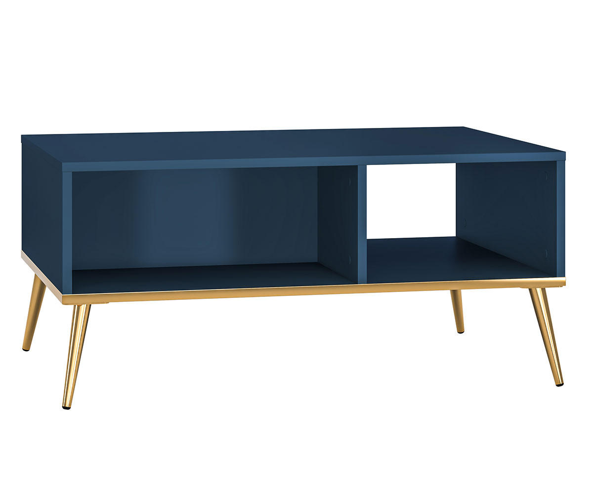 COUCHTISCH Marine dunkelblau / gold 90 / 60 / 42cm - Blau, Holz/Holzwerkstoff (42/90/60cm) - Feldmann-Wohnen