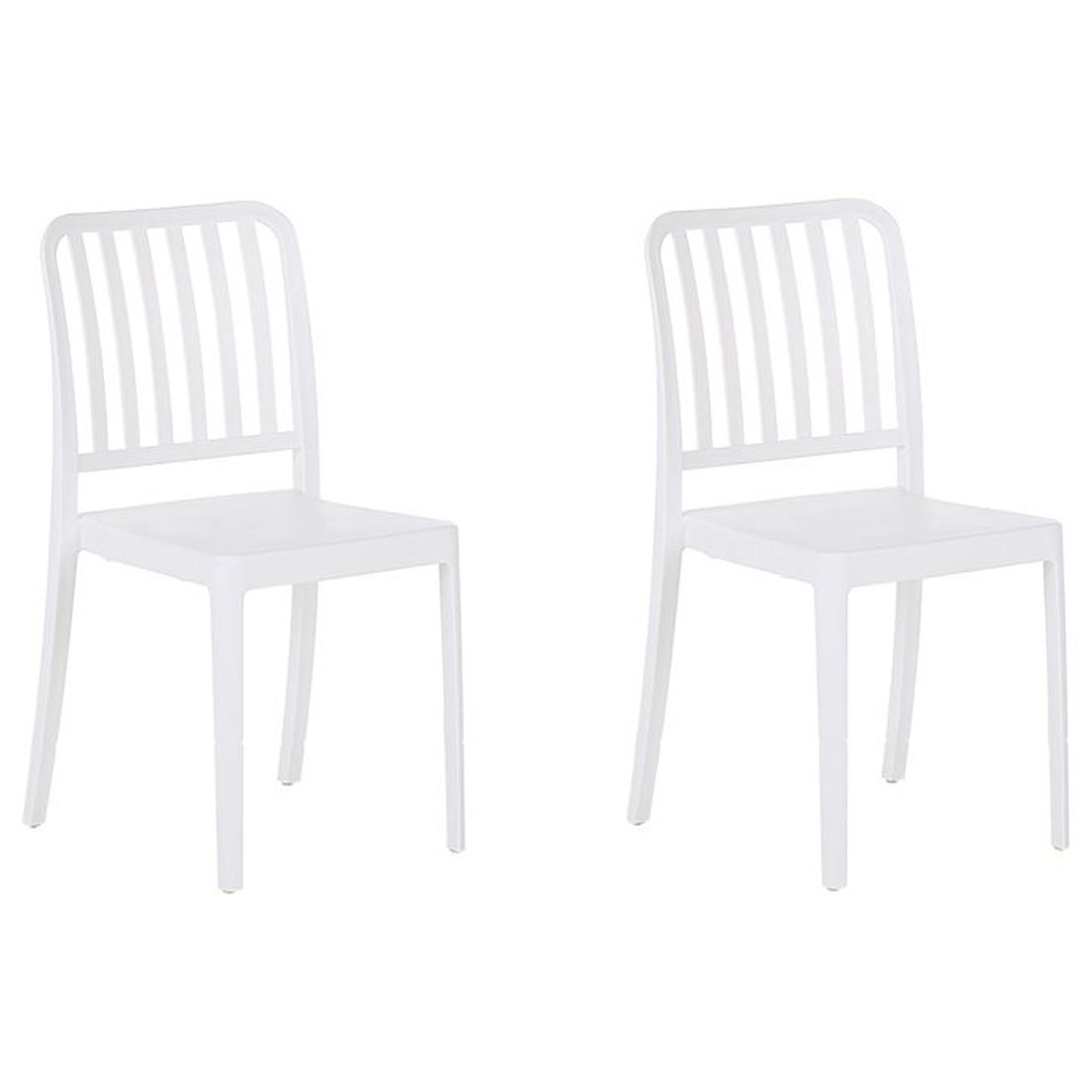 GARTENSTUHL 2er-Set Kunststoff weiß Sersale - Weiß, Kunststoff (42/82/47cm) - Beliani