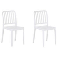 GARTENSTUHL 2er-Set Kunststoff weiß Sersale - Weiß, Kunststoff (42/82/47cm) - Beliani