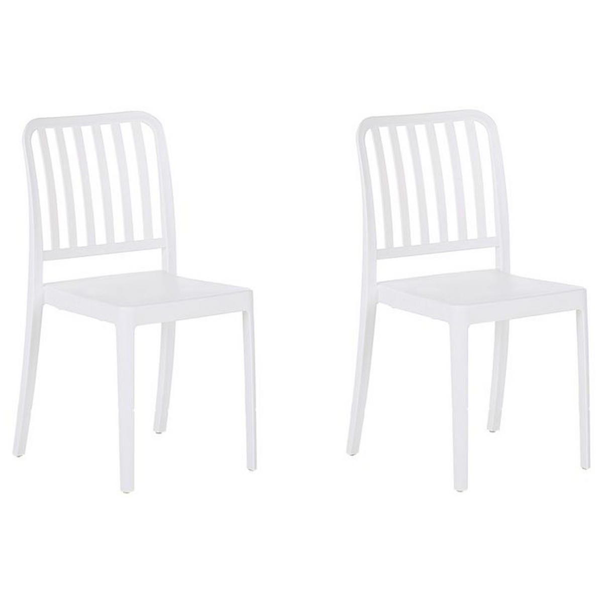 GARTENSTUHL 2er-Set Kunststoff weiß Sersale - Weiß, Kunststoff (42/82/47cm) - Beliani