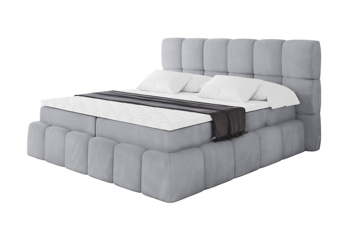 BOXBETT - AURI-H3 - 140x200 Grau Monolith - Hellgrau, Holzwerkstoff (140/200cm) - ALTDECOR