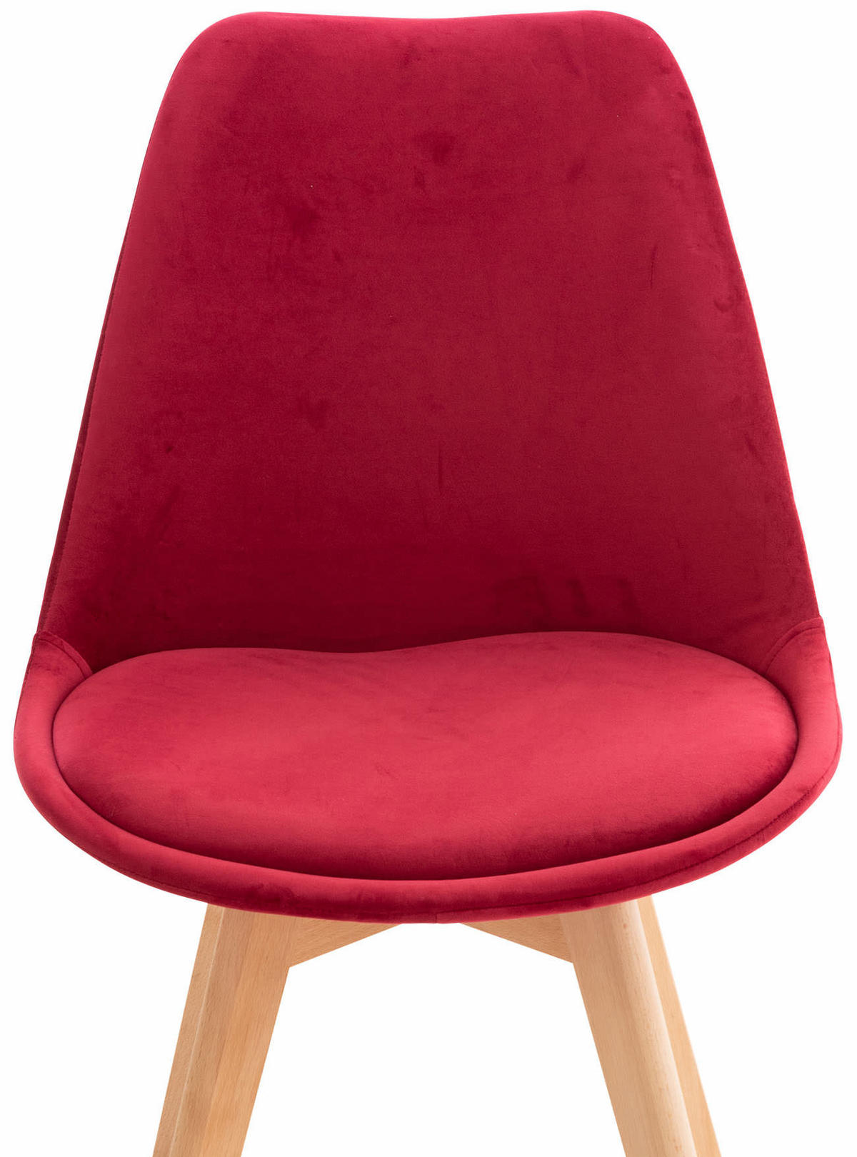STUHL 4er Set Samt rot - Eukalyptusholzfarben/Rot, Holz/Textil (49/83/50cm) - CLP