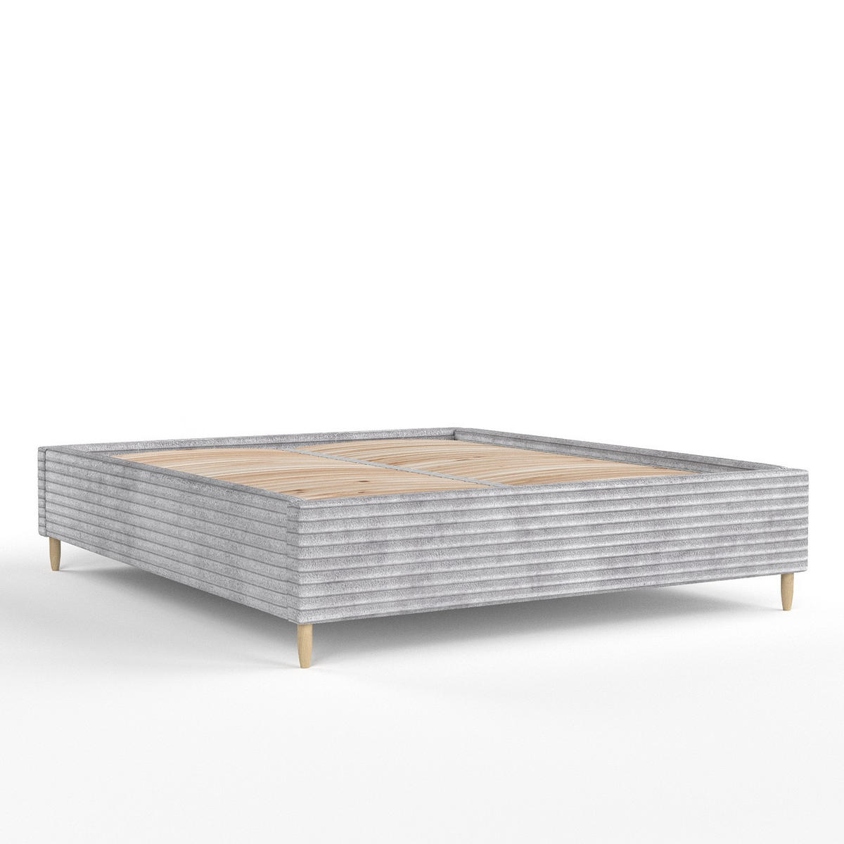 POLSTERBETT Larch Grau 120/200 cm im Samtstoff - Schwarz/Naturfarben, Holz/Holzwerkstoff (120/200cm) - Maison de Reve