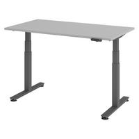 SCHREIBTISCH elektrisch XDSM 80/140/74 cm in Grau/Graphitfarben - Graphitfarben/Grau, Holzwerkstoff (80/140/74cm) - bümö