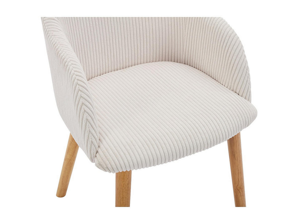 STUHL mit Armlehnen 6er-Set - Cord & Kautschukholz - Cremefarben - JELISA - Creme, Textil (54/79/56cm) - Vente-Unique