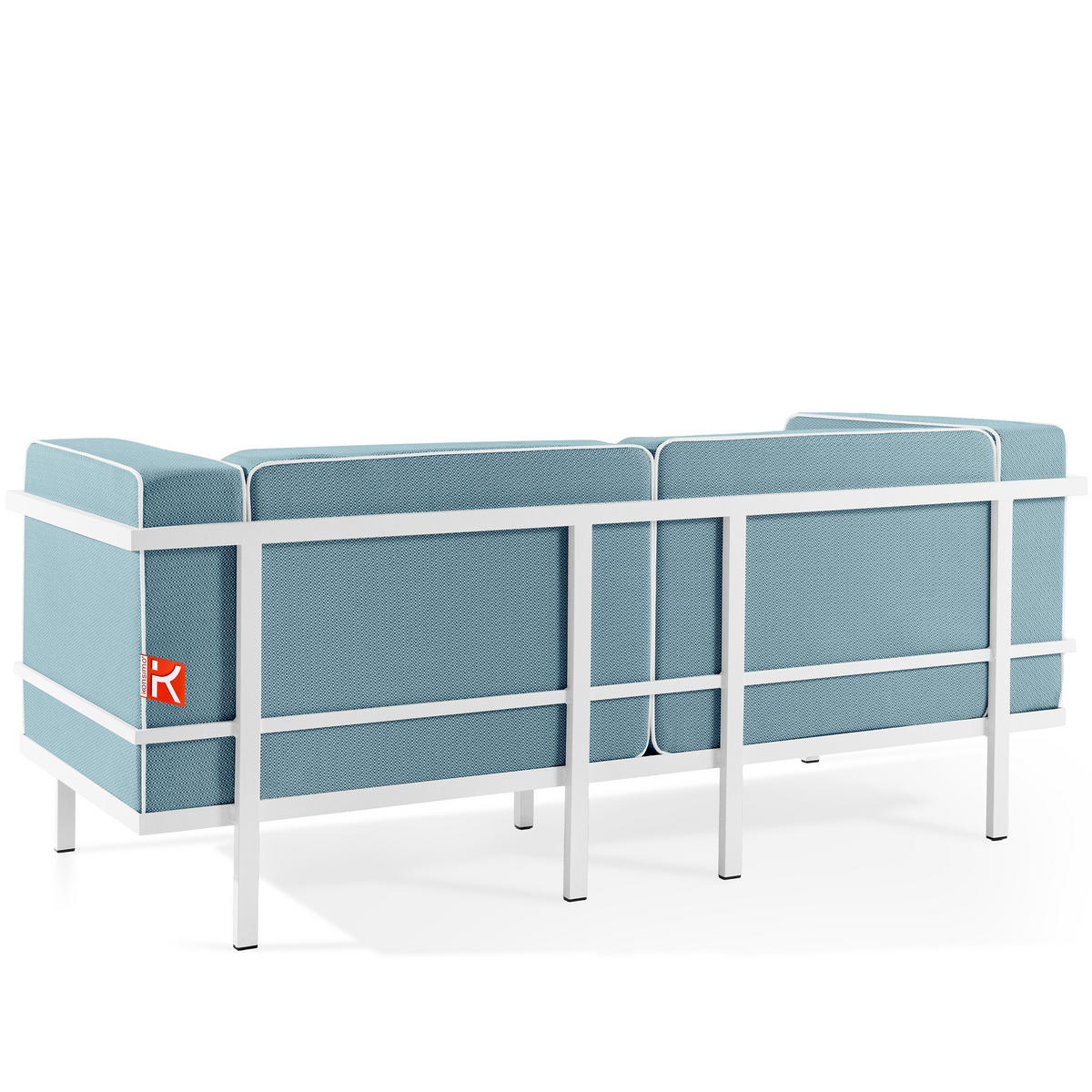 GARTENSOFA TRIGLO 2-Personen, Stahlrahmen, Modern, Weiß - Blau/Weiß, Textil/Metall (164/70/69cm) - KONSIMO®