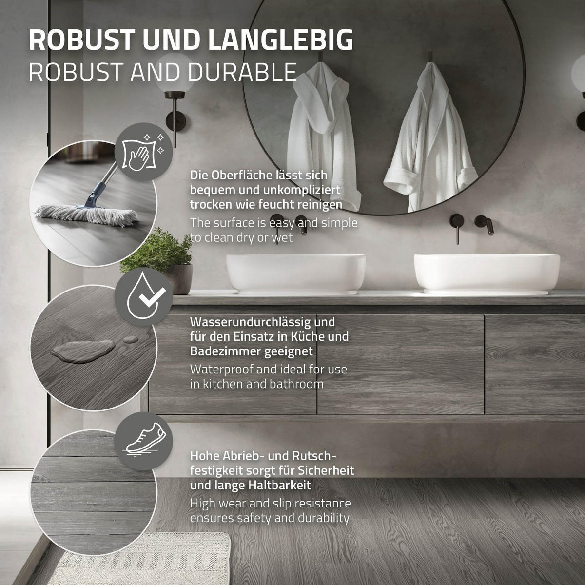 VINYLBODEN selbstklebend 8,92m²/64 Dielen Eiche Grau - Grau, Kunststoff (91.5/15.3/0.2cm) - ML-DESIGN
