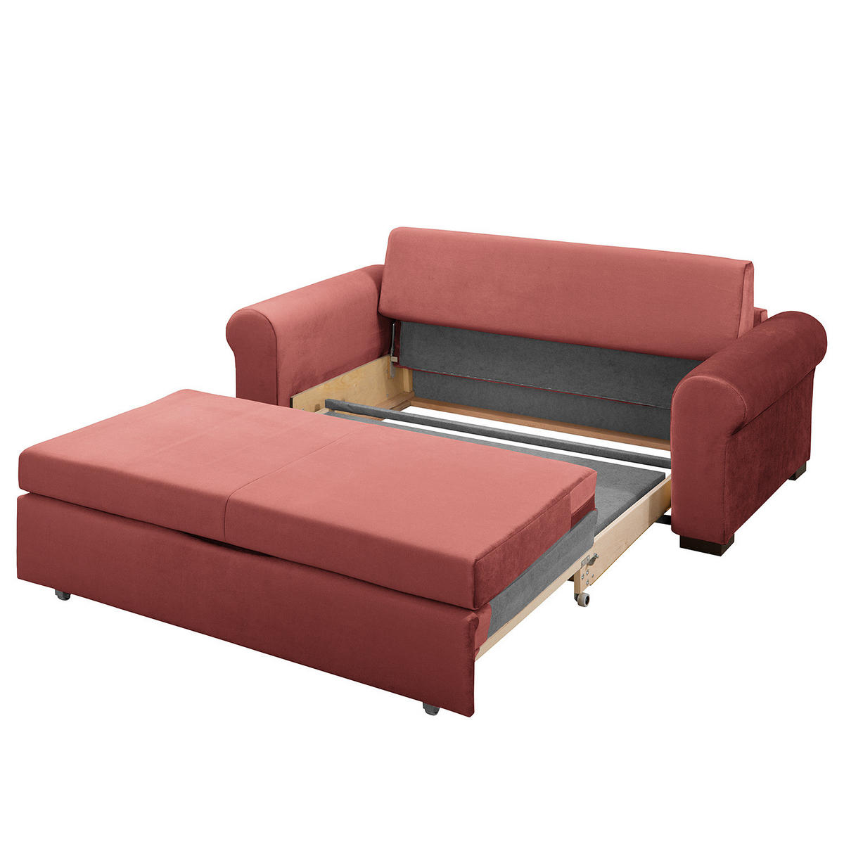 SCHLAFSOFA - Transparent/Altrosa, Birkenholz/Textil (205/95/90cm) - home24