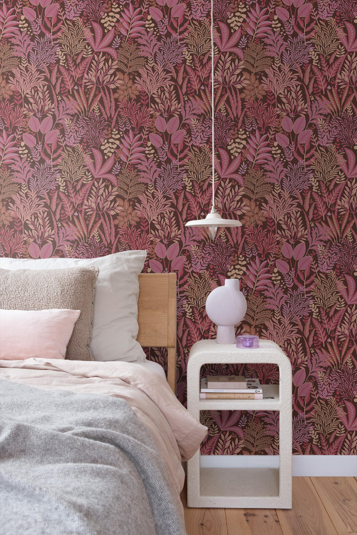 TAPETE tropische Blätter und Blüten 50 x 900 cm - Pink, Papier (50/900cm) - ESTAhome
