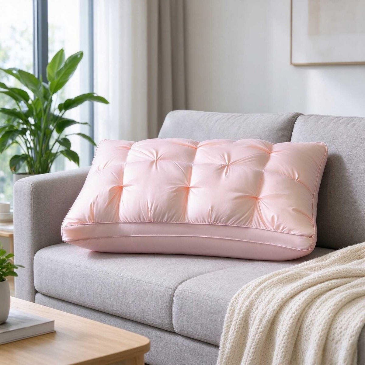 KISSEN – Hohes Kissen – 48 x 74 cm – Hellrosa - Hellrosa, Textil (74/48cm)