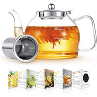 TEEKANNE Glas 1200ML mit Siebeinsatz Borosilikatglas Spülmaschinenfest - Transparent, Glas (18/14.8cm)