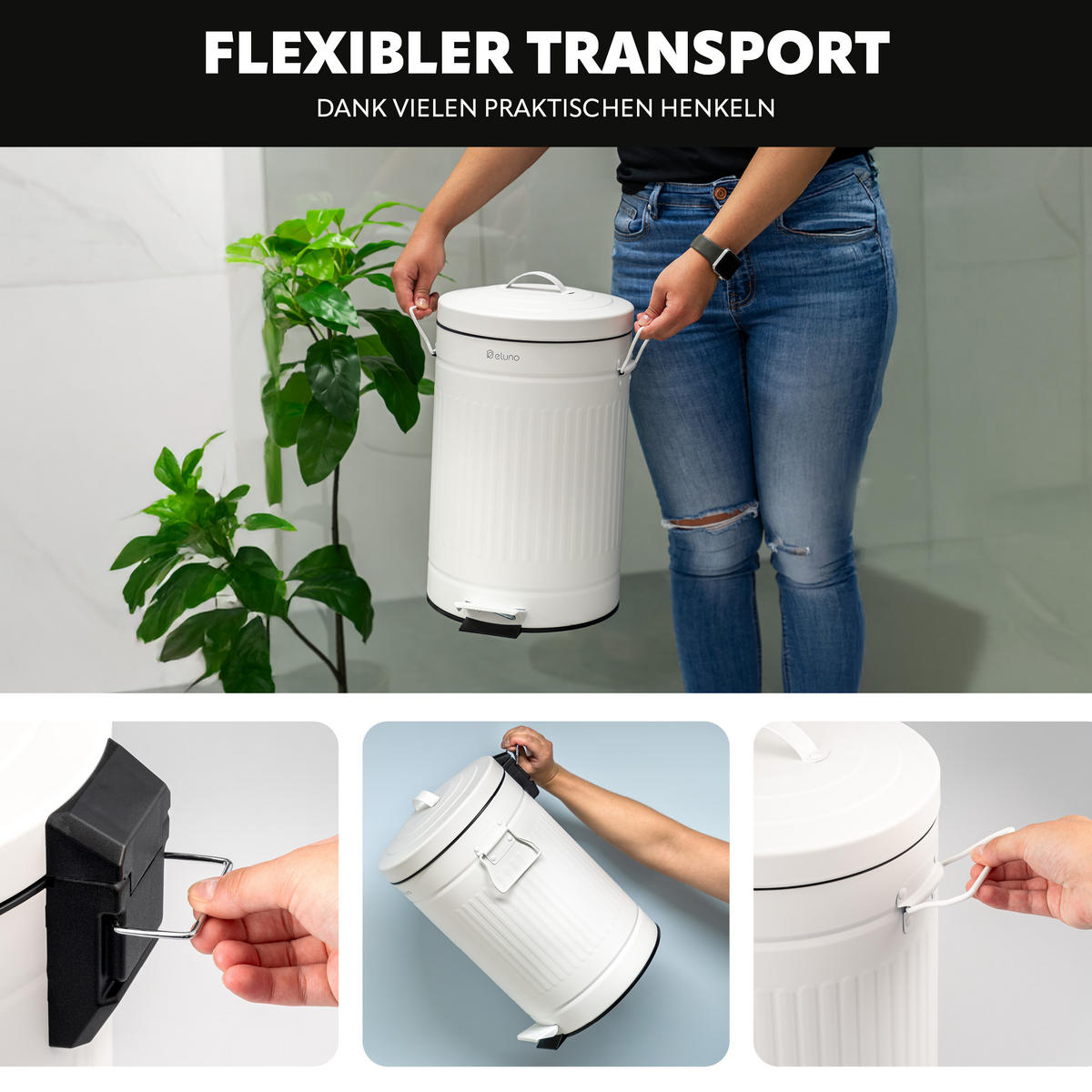 ABFALLEIMER Treteimer VINTAGE, 12 Liter, aus Metall, weiß - Weiß, Metall (25.5/42.5/25.5cm) - eluno