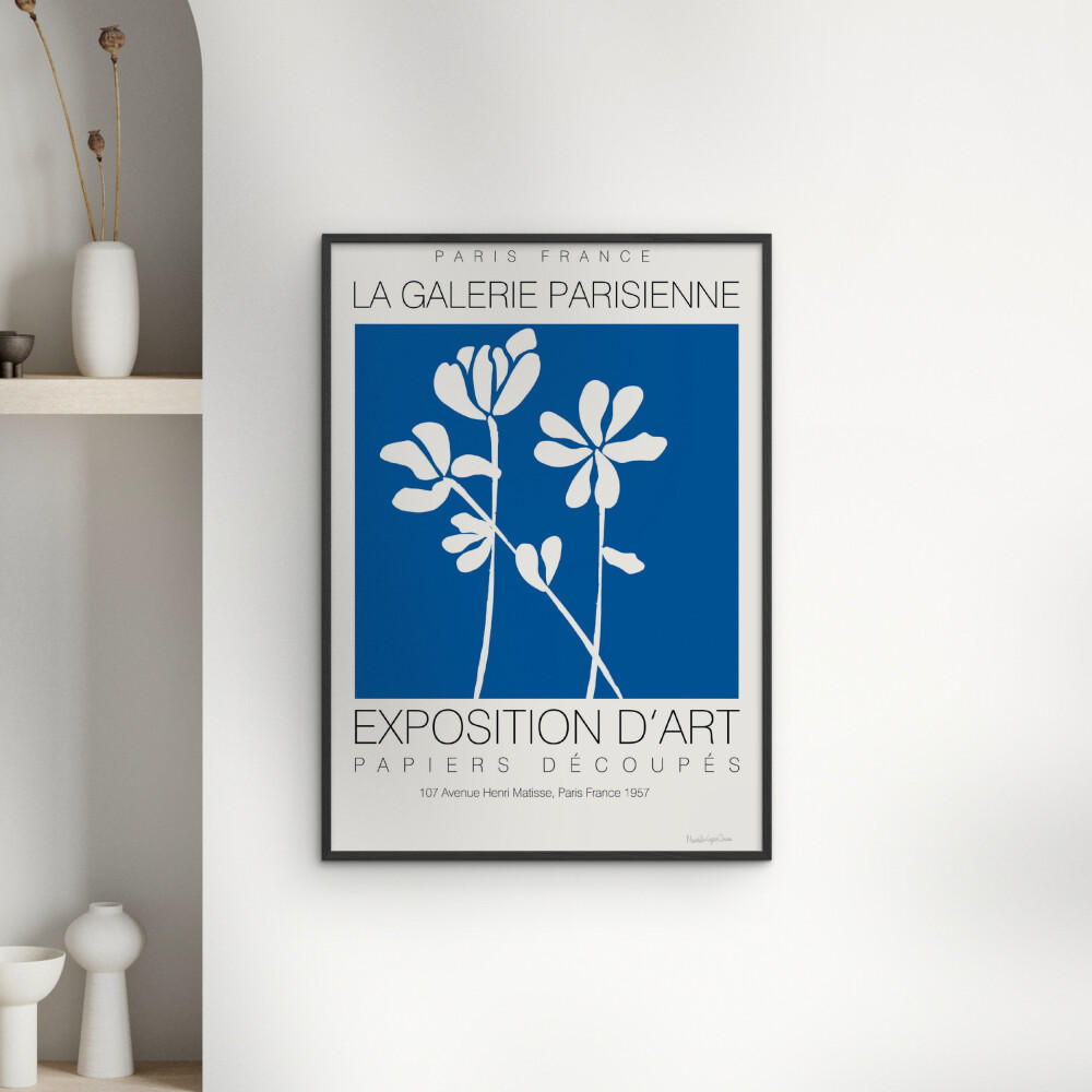 POSTER mit Rahmen Wild Apple - Fleurs de Matisse II - Blau/Schwarz, Holz/Papier (70/100cm) - Poster&Frame