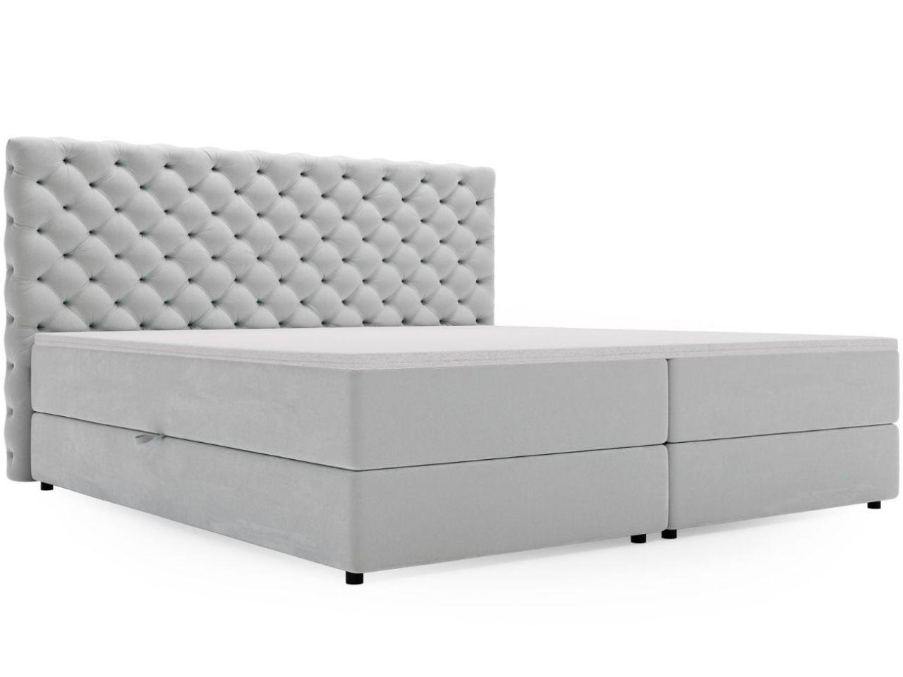 BOXBETT Bergamo 200x200 Hellgrau - Hellgrau/Schwarz, Holz/Textil (200/200cm) - Graingold