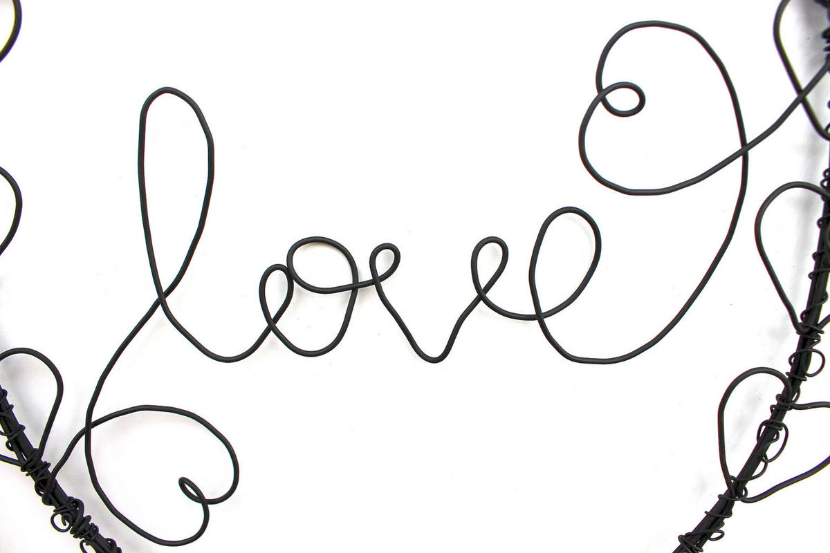 DRAHTBILD Herz LOVE aus Metall 35 cm 3102 - Schwarz, Metall (31/35/1cm) - DanDiBo