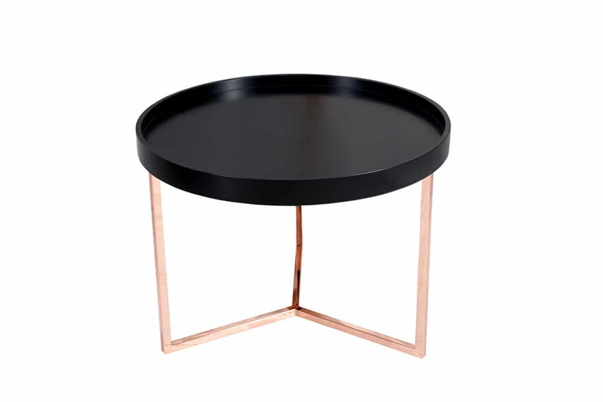 COUCHTISCH MODULAR Schichtholzplatte rund Schwarz 60cm - Silberfarben/Schwarz, Holz/Metall (60/60/45cm) - riess-ambiente