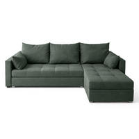 ECKSOFA Universelle L Form Elif Grün 220/140/85 cm stilvolle mit Schlaffunktion - Silberfarben/Grün, Kunststoff/Textil (220/140cm) - AX Living