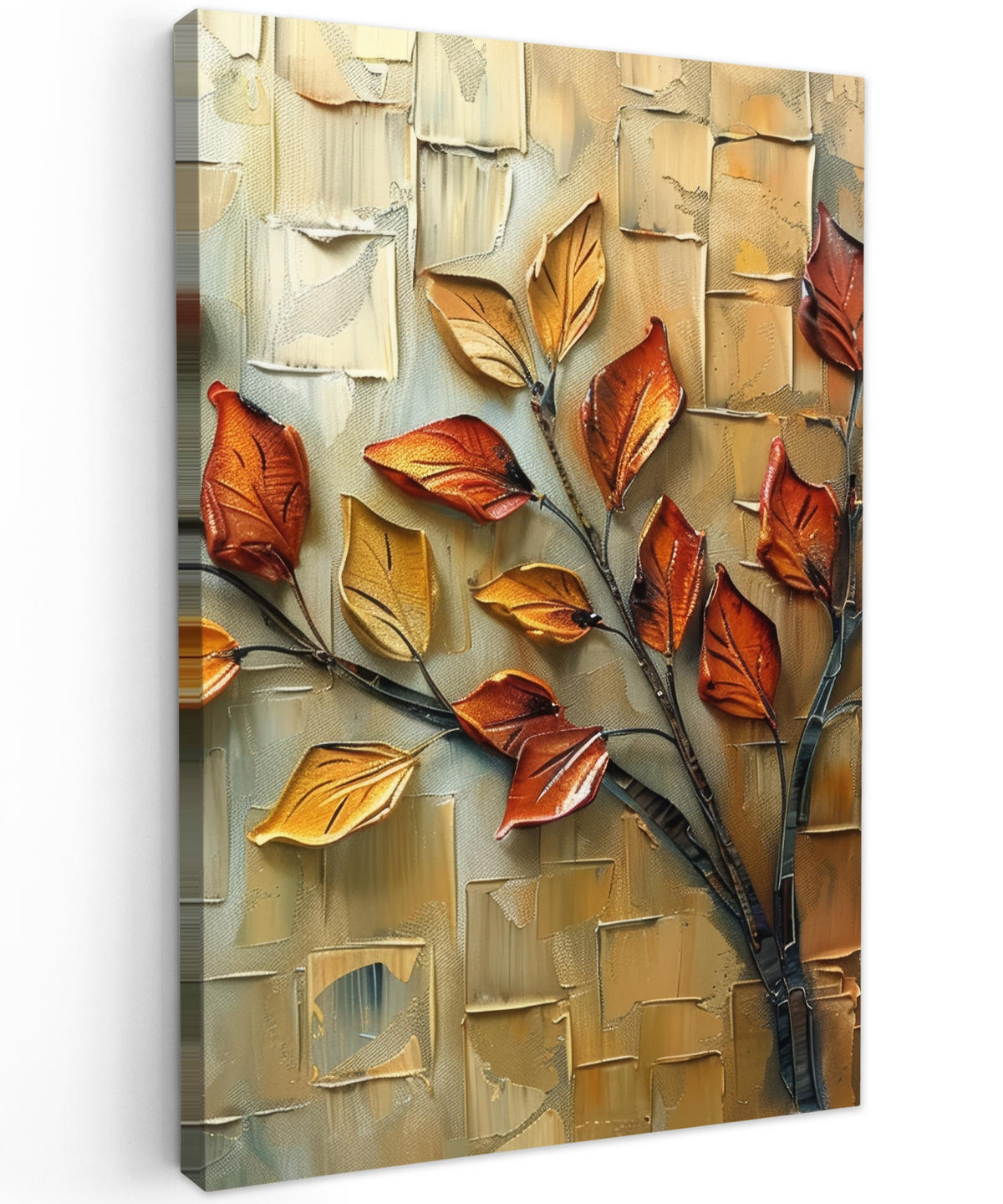 LEINWANDBILD Baum - Abstrakt - Natur - Kunst 40x60 cm - Goldfarben, Textil (40/60cm) - MuchoWow