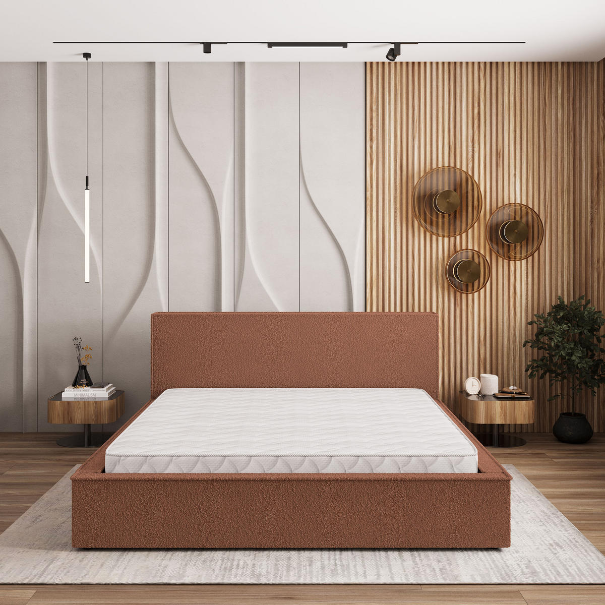 POLSTERBETT CELORA Q 120x200 cm mit Bettkästen - Kupferfarben - Kupferfarben, Holz/Textil - MASSENO
