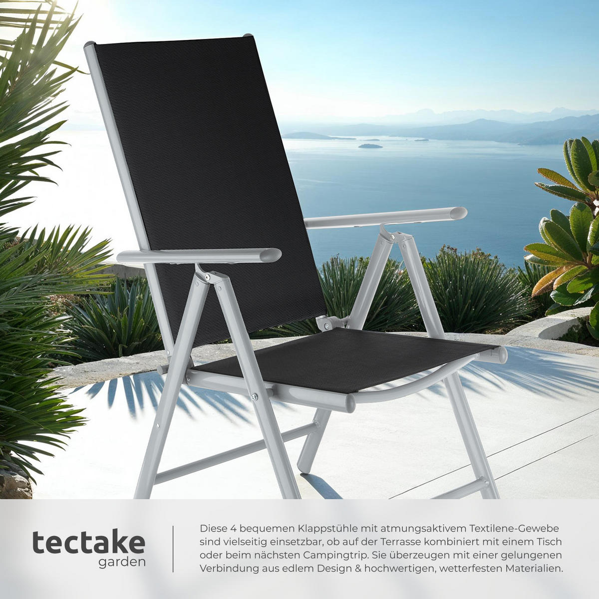 GARTENSTUHL 4er Set Marilena,67 x 56 x 105 cm,silber - Silberfarben, Metall (56/105/67cm) - tectake