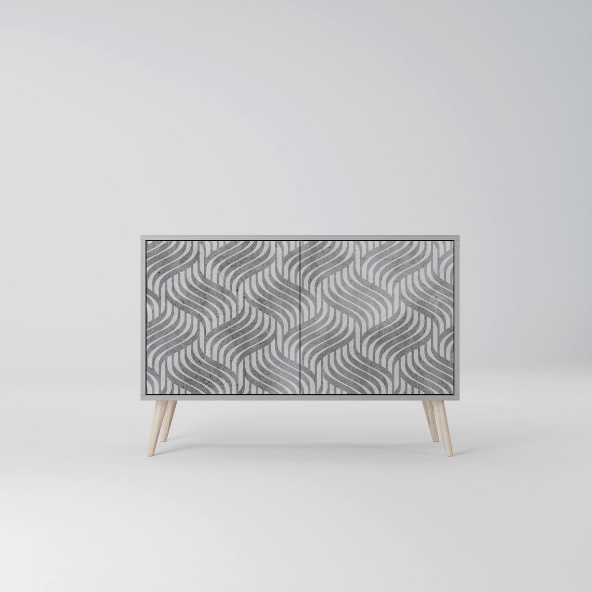 SIDEBOARD CONCRETE MOVEMENT, Eicheneffekt, 111x42x77,5 cm, 2 Türen - Eichefarben/Buchefarben, Holzwerkstoff/Buchenholz (111/77.5/42cm) - SpaceRebels