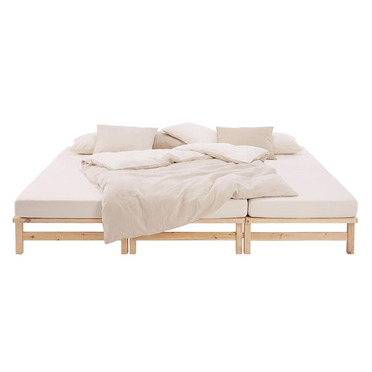 HOLZBETT Familienbett 270/200 cm natur + Lattenrost - Braun, Holz (270/200cm) - Homestyle4u