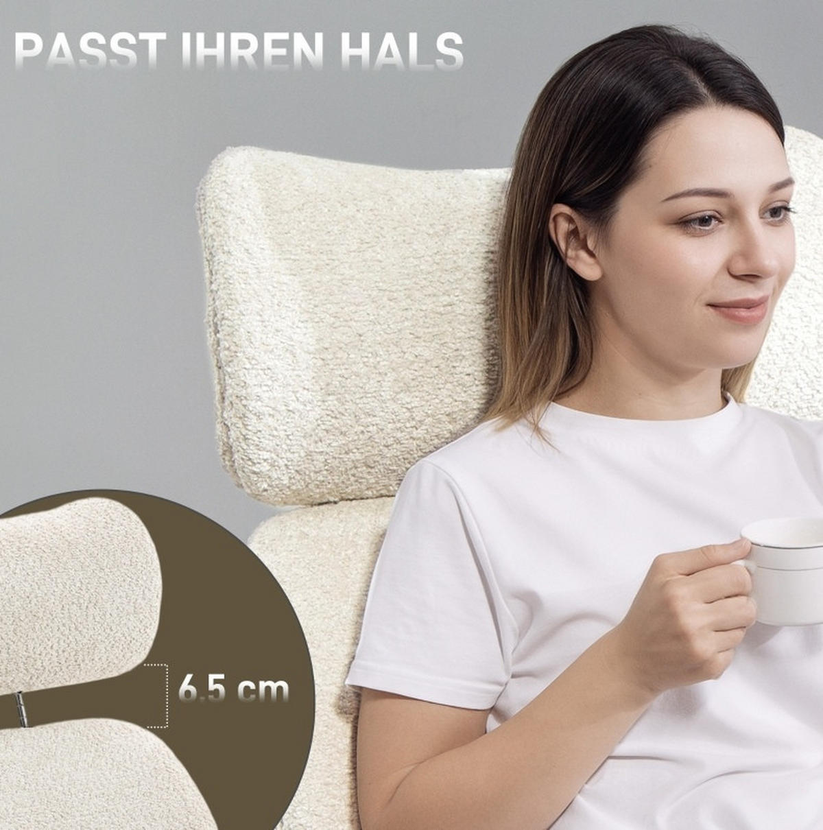 BÜROSTUHL höhenverstellbar mit Kopfstütze Polyester Light Gray - Hellgrau, Kunststoff (65/123/75cm) - Meubliv