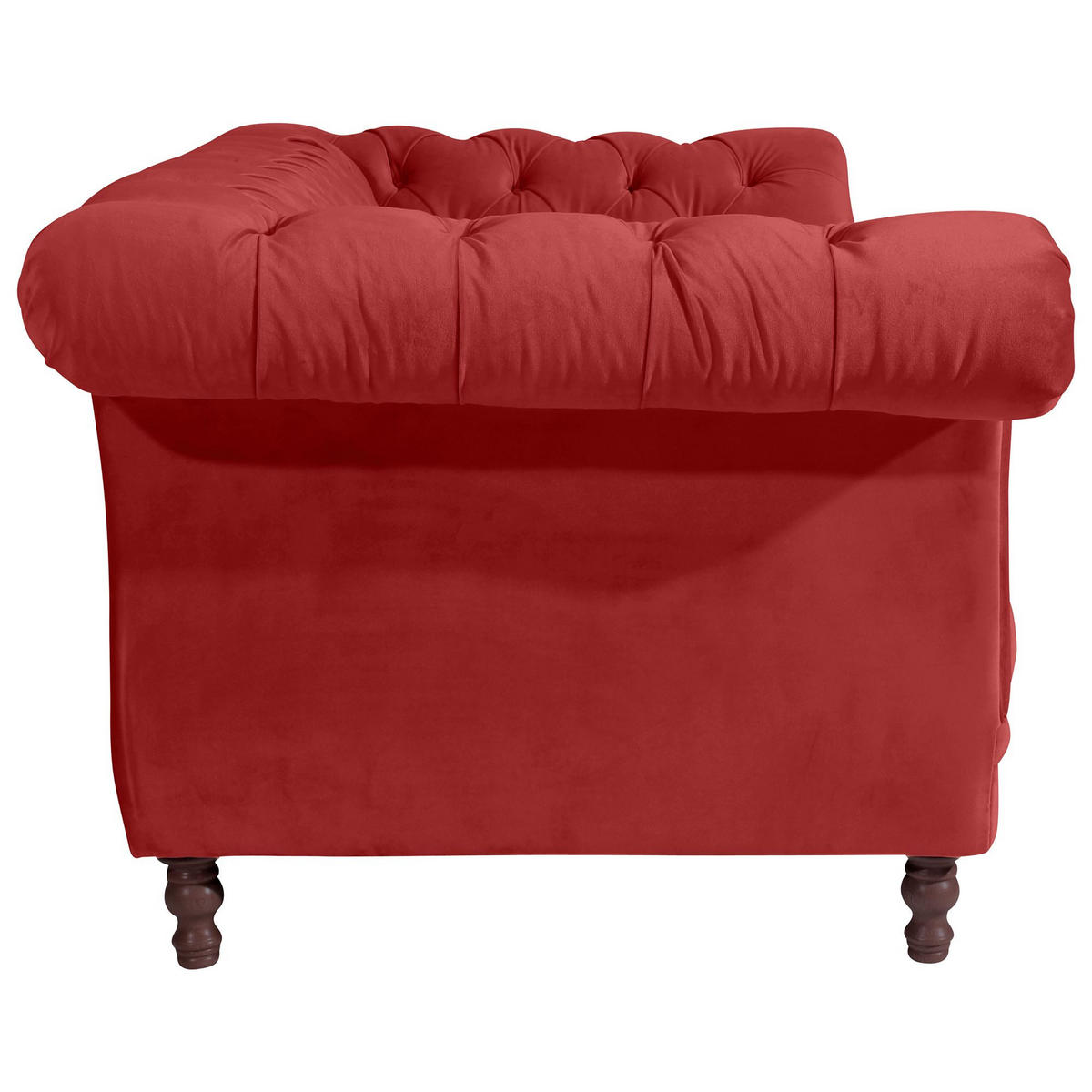 CHESTERFIELD Sofa 2-Sitzer Kaylin Samtvelours ziegel - Dunkelrot, Kunststoff (200/80/100cm) - 58aufmkessel