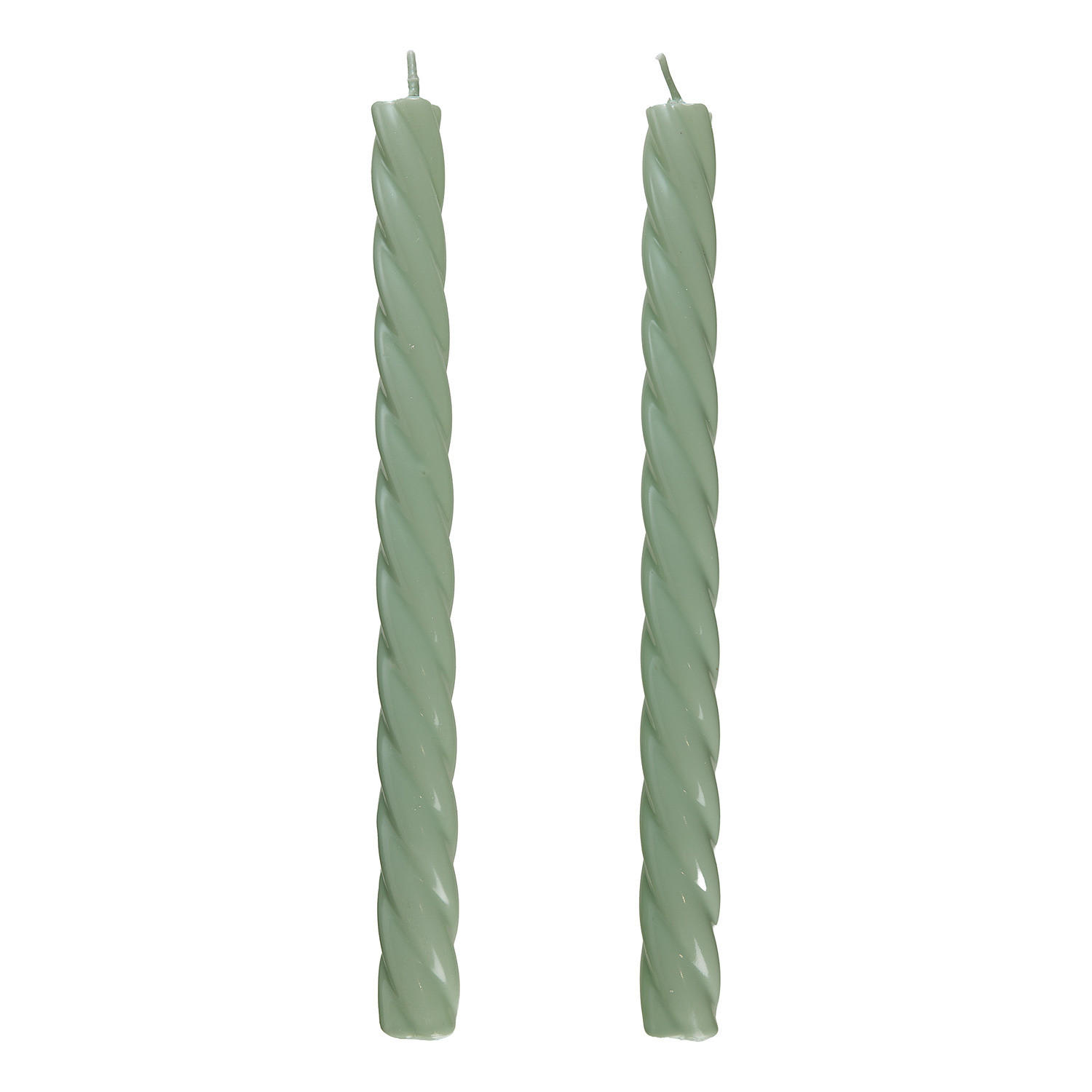 STABKERZE (2er-Set) Twisted - Mintgrün, Paraffin (2/26/2cm) - Butlers