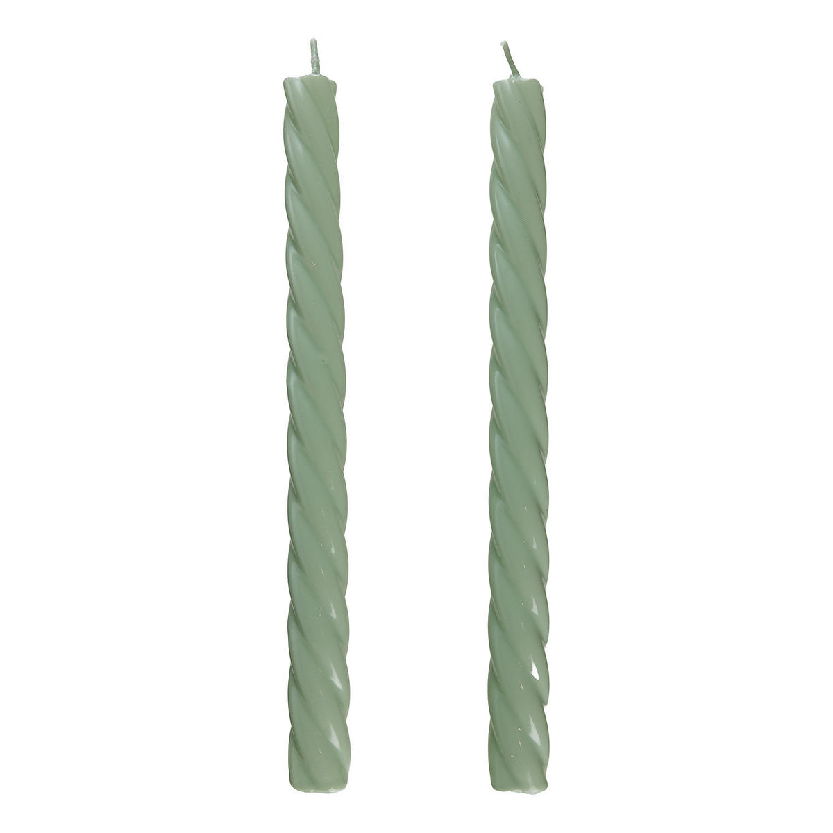 STABKERZE (2er-Set) Twisted - Mintgrün, Paraffin (2/26/2cm) - Butlers