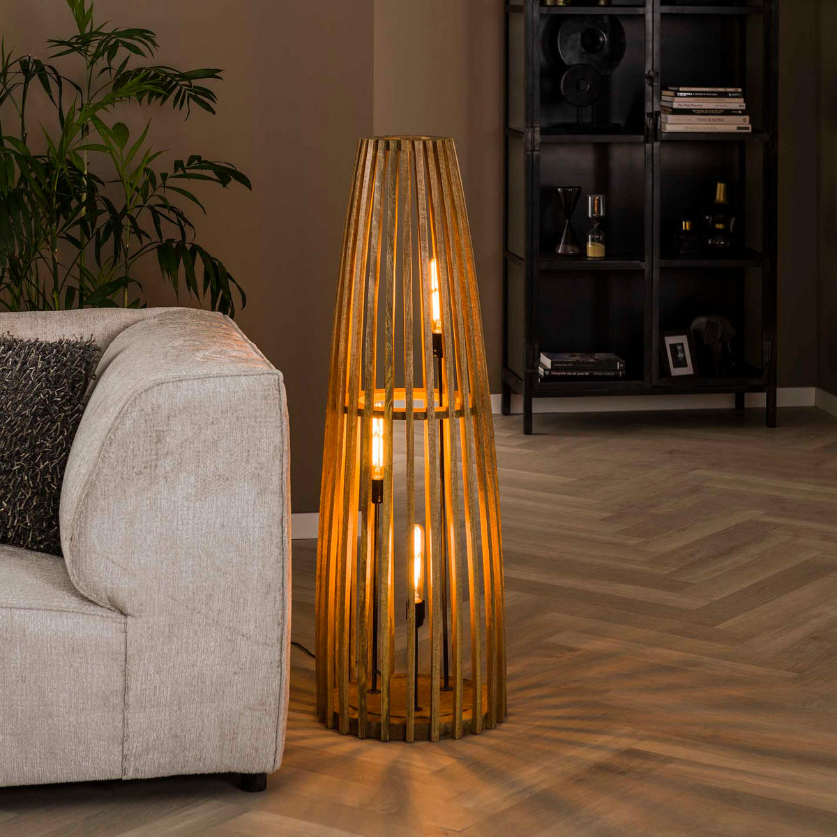 STEHLEUCHTE Launch Braun 40/40/123 cm - Braun, Holz (40/40/123cm) - Hoyz Collection