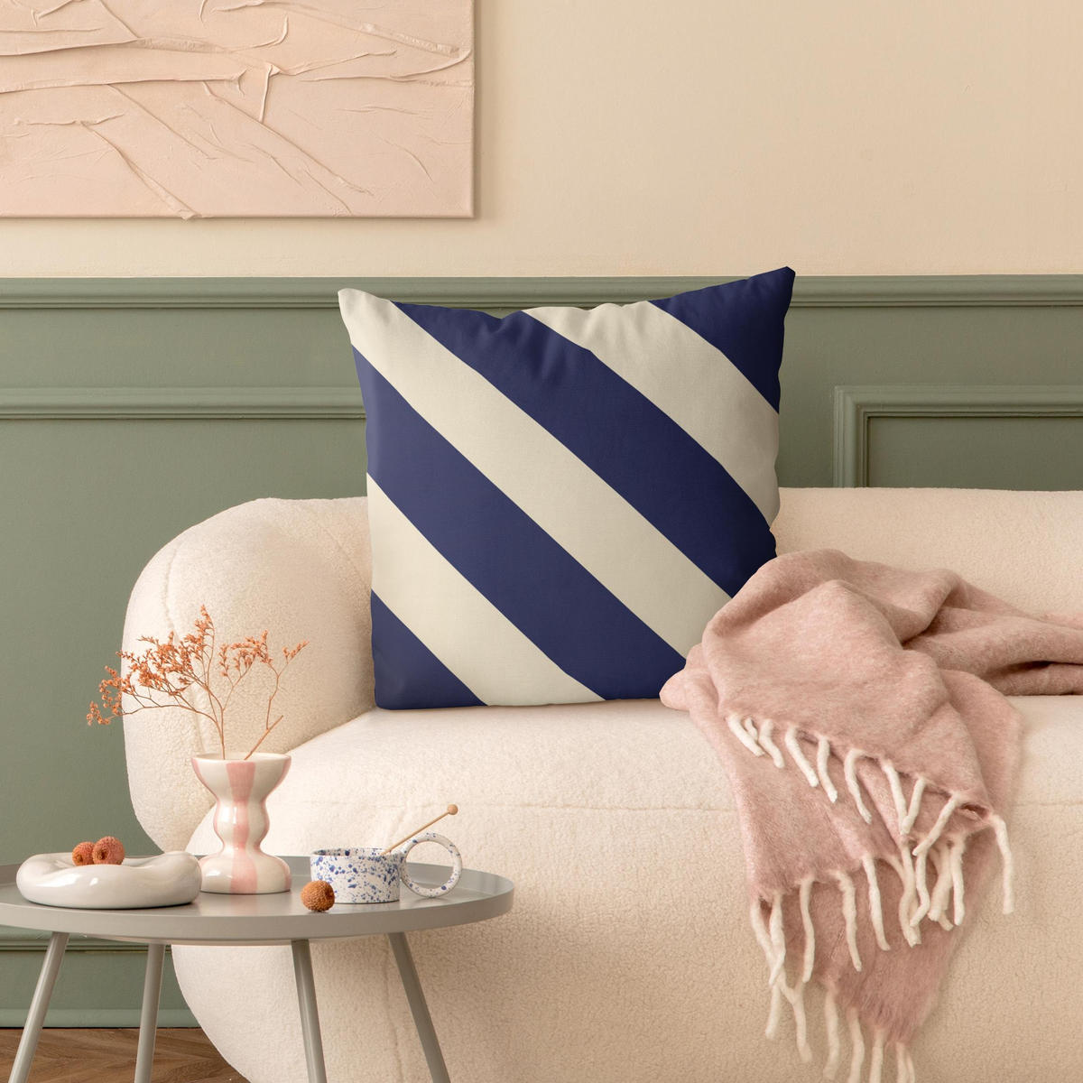 KISSENBEZUG PopArt Streifen Blau 40/40 cm - Blau, Textil (40/40cm) - Bilderwelten