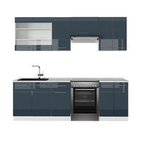 KÜCHENZEILE Fame-Line Dunkelblau Hochglanz/Weiß 240 cm, AP Marmor - Dunkelblau/Weiß, Holzwerkstoff (240/81.6/60cm) - Vicco