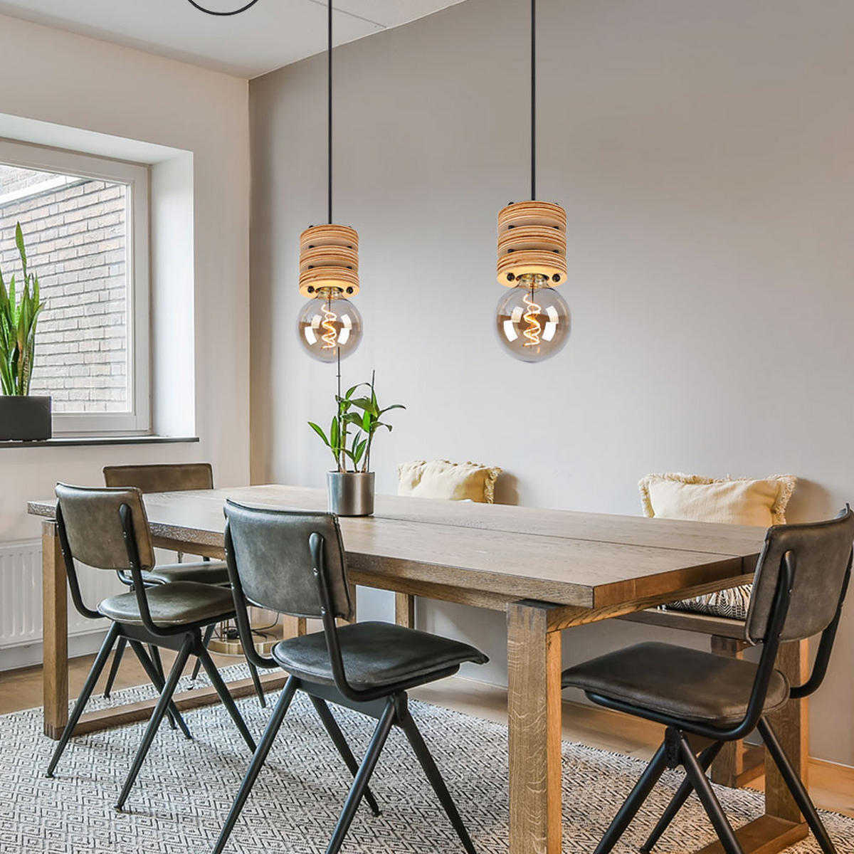 HÄNGELEUCHTE ANGELINE Metall Schwarz 2er Set - Schwarz, Metall (12/12/120cm) - Globo Lighting