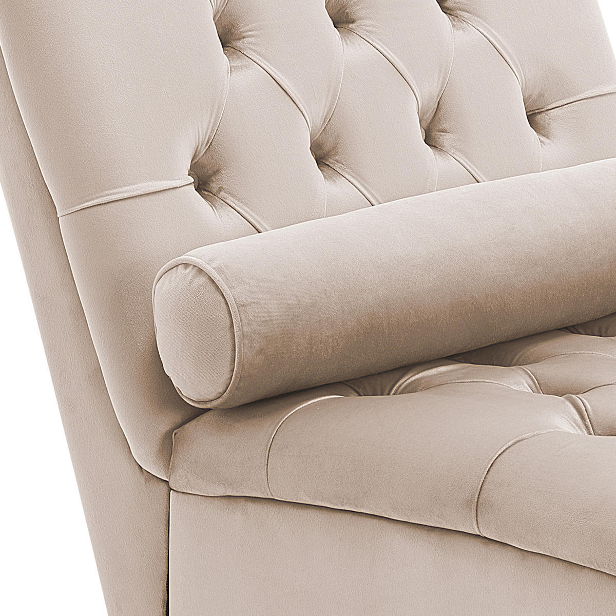 CHAISELONGUE Samtstoff beige Muret - Dunkelbraun/Beige, Textil (163/87/72cm) - Beliani